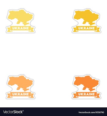 Set of paper stickers on white background map of vector image