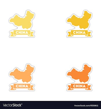 Set of paper stickers on white background map of vector image