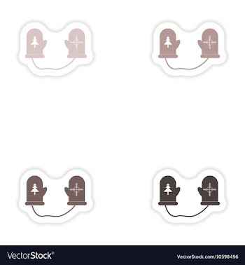 Set of paper stickers on white background mittens vector image