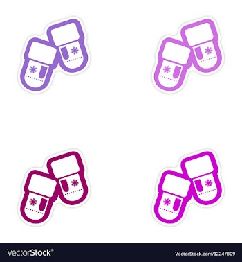 Set of paper stickers on white background mittens vector image