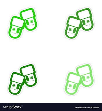 Set of paper stickers on white background mittens vector image