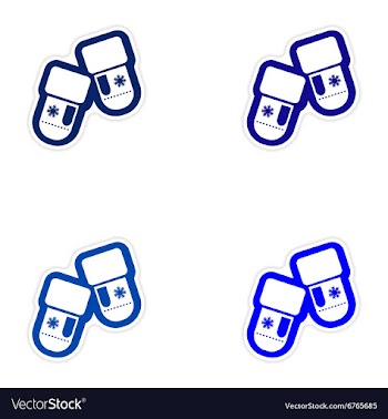 Set of paper stickers on white background mittens vector image