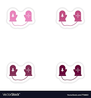 Set of paper stickers on white background mittens vector image