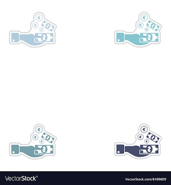 Set of paper stickers on white background money in vector image