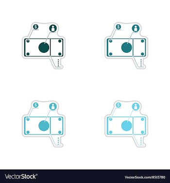 Set of paper stickers on white background money vector image