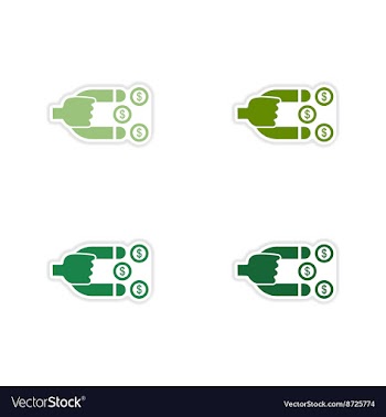 Set of paper stickers on white background money vector image