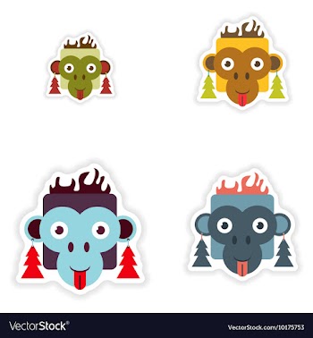 Set of paper stickers on white background monkey vector image