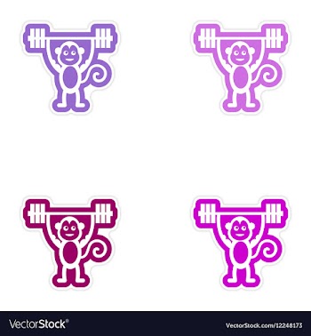 Set of paper stickers on white background monkey vector image
