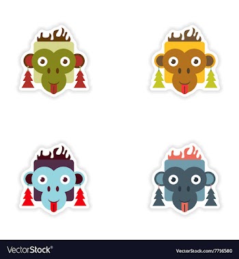 Set of paper stickers on white background monkey vector image