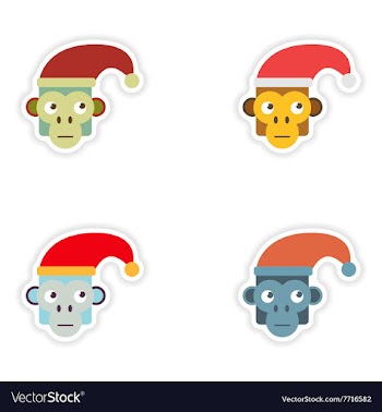 Set of paper stickers on white background monkey vector image