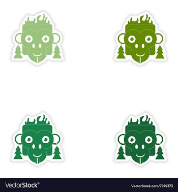 Set of paper stickers on white background monkey vector image