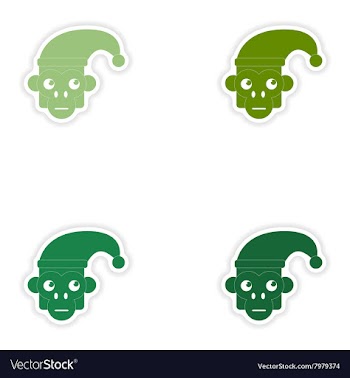 Set of paper stickers on white background monkey vector image