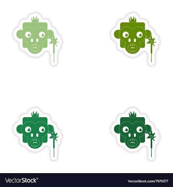 Set of paper stickers on white background monkey vector image