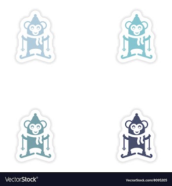 Set of paper stickers on white background Monkey vector image