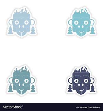 Set of paper stickers on white background monkey vector image
