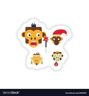 Set of paper stickers on white background monkey vector image