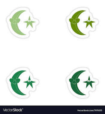 Set of paper stickers on white background moon vector image