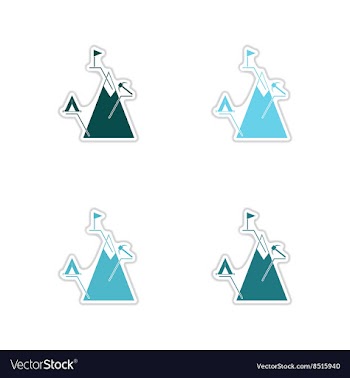Set of paper stickers on white background mountain vector image