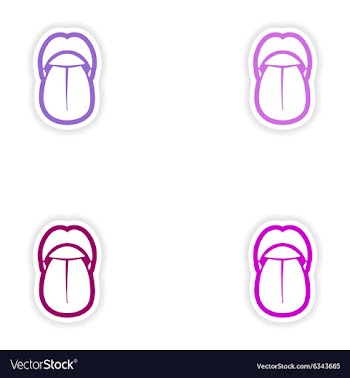 Set of paper stickers on white background mouth vector image