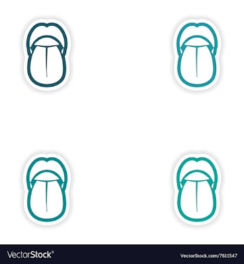 Set of paper stickers on white background mouth vector image