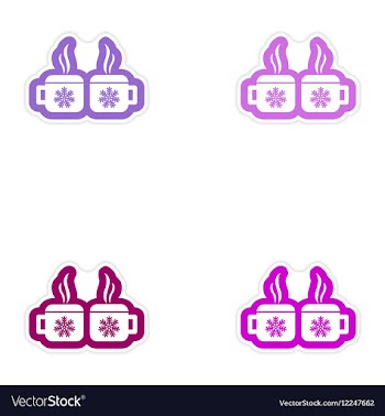 Set of paper stickers on white background mugs vector image
