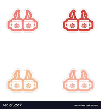 Set of paper stickers on white background mugs vector image