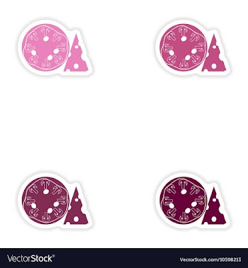 Set of paper stickers on white background mushroom vector image
