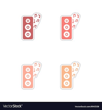 Set of paper stickers on white background musical vector image