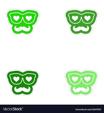 Set of paper stickers on white background mustache vector image