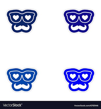 Set of paper stickers on white background mustache vector image
