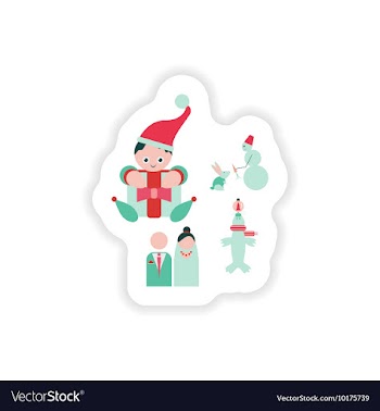 Set of paper stickers on white background new Year vector image