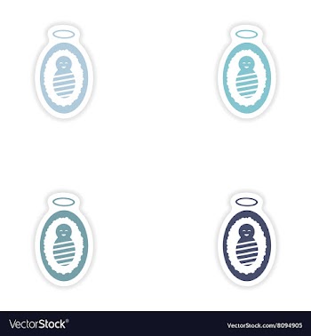 Set of paper stickers on white background newborn vector image