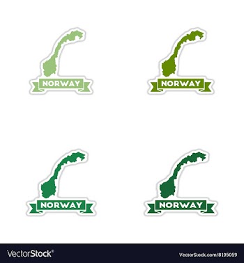 Set of paper stickers on white background Norway vector image