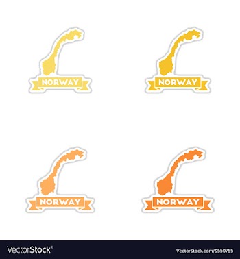 Set of paper stickers on white background Norway vector image