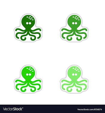 Set of paper stickers on white background octopus vector image