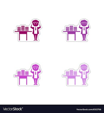 Set of paper stickers on white background office vector image