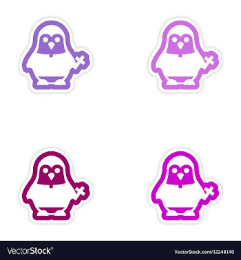 Set of paper stickers on white background penguin vector image