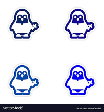 Set of paper stickers on white background penguin vector image