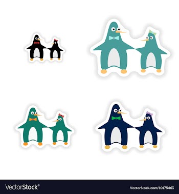 Set of paper stickers on white background penguins vector image