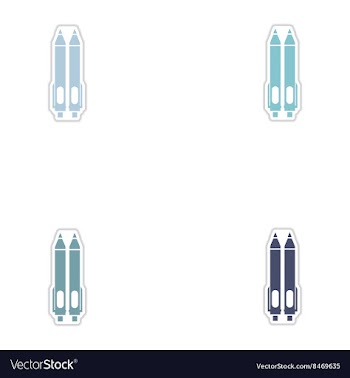 Set of paper stickers on white background pens vector image
