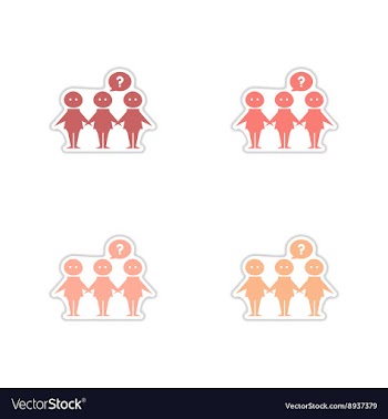 Set of paper stickers on white background people vector image