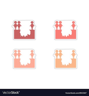 Set of paper stickers on white background people vector image