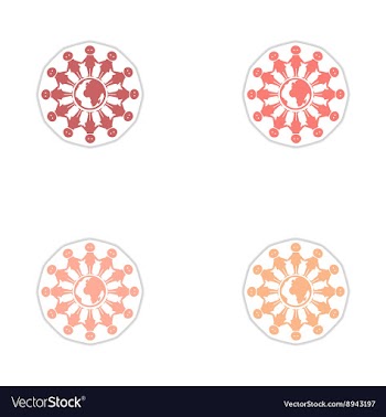 Set of paper stickers on white background people vector image