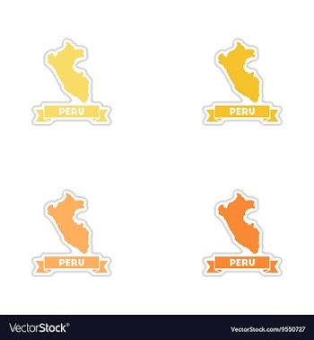 Set of paper stickers on white background Peru map vector image