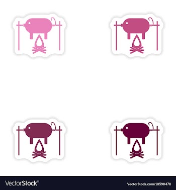 Set of paper stickers on white background pig on vector image