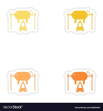 Set of paper stickers on white background pig on vector image