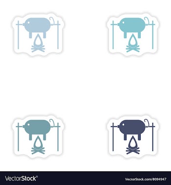 Set of paper stickers on white background pig on vector image