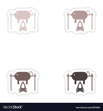 Set of paper stickers on white background pig on vector image