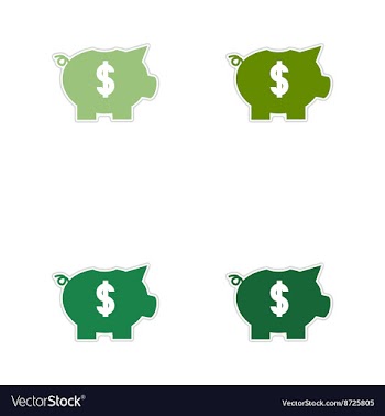 Set of paper stickers on white background piggy vector image