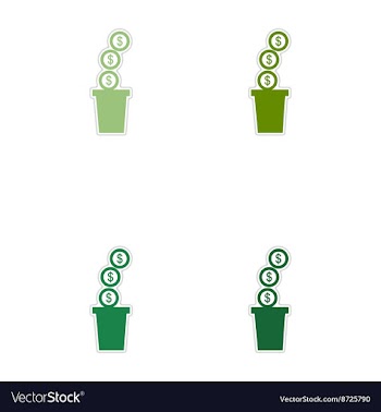 Set of paper stickers on white background pot of vector image
